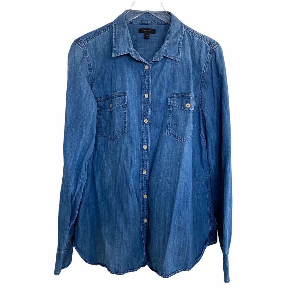 J Crew Chambray Button Up Long Sleeve Shirt Size 16 Tall